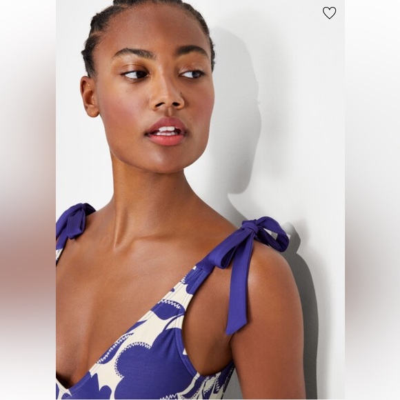 Kate Spade Zigzag Floral Bow-strap V-neck One-piece - Picture 2 of 13